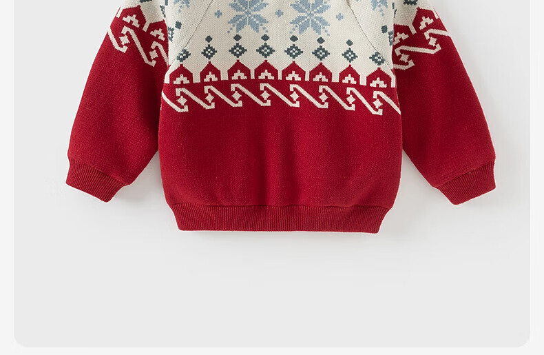 DAVE & BELLA Kids Red Fleece-Lined Sweater Boys Warm Winter Knit Pullover Girls New Year 2